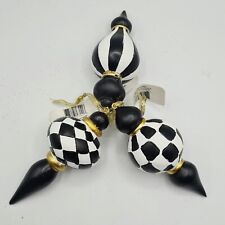 Black White Plaid Finial Small Resin Ornament 4.9