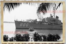 50s Vietnam Indochina Battleship French Navy Gun Mekong River Vintage Photo 510 picture