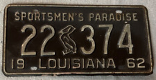 Vintage 1962 Louisiana Sportsmen's Paradise License Plate picture