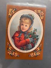 VTG Victorian Child Christmas Print Matted Unframed 