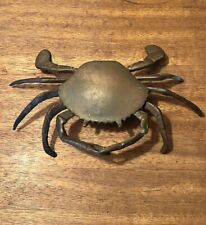 Vintage Crab Shaped Solid Brass Ashtray Trinket Stash Box Hinged Lid 7