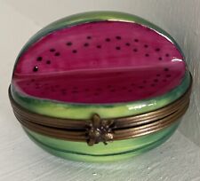 Signed Limoges France Decorative Sweet Colorful Watermelon Trinket Hinged Box picture