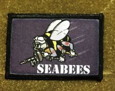 Navy Seabees Morale Patch Tactical Military USA Hook Badge Army Flag Navy WWII picture