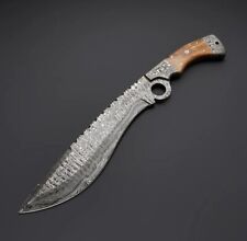 FULL TANG DAMASCUS STEEL HUNTING TRACKER SURVIVAL KUKRI KNIFE OLIVE WOOD HANDLE picture