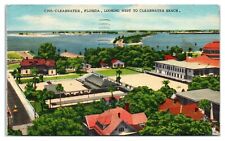 Clearwater Florida Looking West Toward Clearwater Beach Linen Postcard 1957 picture