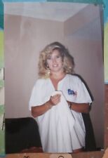 Found Photo Pretty Blonde 80s Fashion Hair Style Woman Wearing Robe BR54 picture