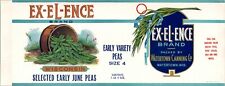 Label EX-EL-ENCE Brand WI Wisconsin Early June Peas Watertown Canning Co      -C picture