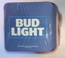 Pack of 100, BUD LIGHT Bar Coaster 4 inch x 4 inch 2-sided NEW Sealed Blue picture