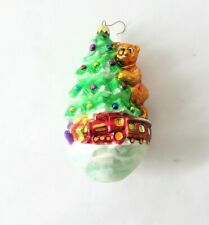 Christopher Radko Right on Track Christmas Tree Bear Train Presents Ornament picture