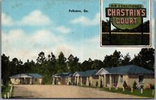 Folkston, Georgia Postcard CHASTAIN'S COURT Highway 1 Roadside Linen c1940s picture