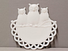 Westmoreland White Milk Glass Vintage 3 Owl Collector Plate picture