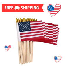 12 Pack Small American Flags on Stick 4x6 in with Kid-Safe Spear Top, Polyester. picture