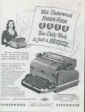 1948 Underwood All Electric Typewriter Finger Form Keys Vintage Print Ad C2 picture