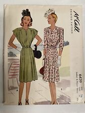 1940's VTG McCall Misses' Belted Dress Pattern 6439 size 16 bust 34 Uncut FF picture