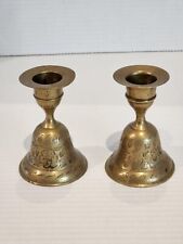 Vintage Brass Bell Ornate With Candle Holder Made in India, Set of 2 picture