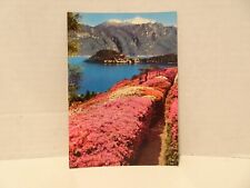 Vintage Postcard Bellagio Lake Como Background Grigne Azalea Bushes Flowers picture