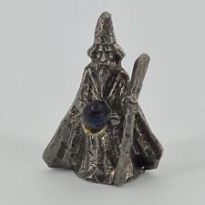 Vintage SCM Pewter Miniature Wizard with Faceted Crystal Ball picture