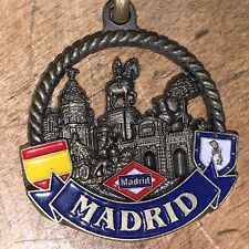 SPAIN MADRID Metal Keychain Flag Shield Detailed 3.5” picture