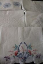 Nice Clean Vintage Lot of 5 Pair Pillowcases for Bed Pillow Embroidery picture