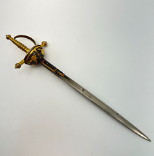 VTG Letter Opener Toledo Spanish Rapier Sword  8” Three Muskateers Gold Color picture