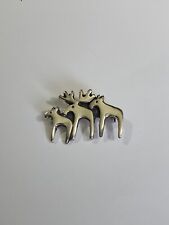 Moose Family Lapel Pin Brooch 929 Sterling Silver Herd Bull Cow & Calf picture