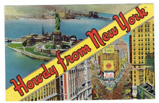 Howdy from New York Large Letter Multi-View Linen Postcard Pepsi Sign Unposted picture