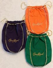 Lot of 3 Medium 750ml Crown Royal Drawstring Bags Purple Green Peach Clean EUC picture