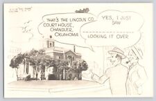 Postcard RPPC Photo Oklahoma Chandler Lincoln County Court House Pic Toon Comic picture