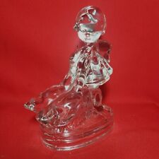 Vintage Hummel Girl and Geese Clear Solid Glass Paperweight Figurine Bookend picture