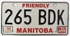 Manitoba Canada 1983 1985 1986 Friendly License Plate 265 BDK picture
