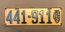 Vintage 1927 ILL License Plate 441-911 Great Condition and Beautiful Paint picture