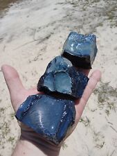 Lot of Beautiful Blue Rough Sieber Agate. Pretty swirling colors 1.6 Pounds V3 picture