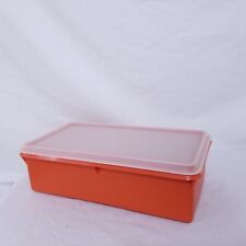 Vintage Tupperware Orange Cracker Keeper 677-7 Storage Container Lid Neon USA picture