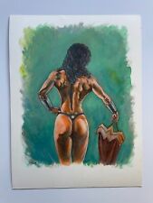 ORIGINAL EDWARD BOSSON NAUGHTY WONDER WOMAN PAINTING 15X20 ON ARTIST BOARD picture