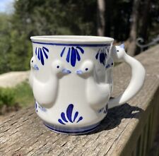 Vintage Delft Blue/White Duck/Goose Porcelain Coffee Mug picture