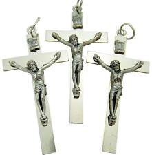 MRT 3 Pectoral Crucifix Pendant Medal Silver Plated Catholic Cross 1 3/4