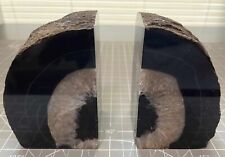Pair of Bookends—Made From Beautiful Polished Black Agate Geode Stone picture