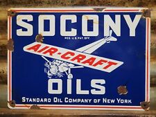 VINTAGE STANDARD OIL CO PORCELAIN SIGN SOCONY AIRPLANE AVIATION FUEL ENGINE LUBE picture