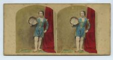 Young Woman Holds A Tambourine - Pair Of c1850s Hand Tinted Genre Stereoviews picture