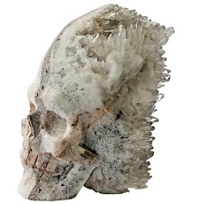 RARE 1 lb 10 oz Hand Carved Quartz Crystal Skull Geode Ultra Clear Fine Point picture