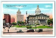 1933 Hotel Pere Marquette Peoria Life Building Court House Illinois IL Postcard picture