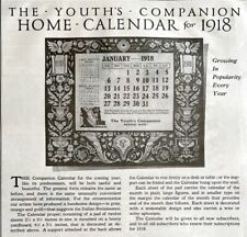 1917 Youth's Companion Calendar Advertisement Full Page Antique LGADYC4 picture
