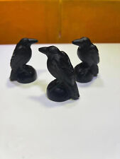 1PC Natural Obsidian Crow Quartz Crystal Hand Carved Crystal Skull Reiki Healing picture