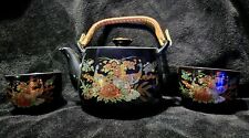 Beautiful Black And Gold Peacock Themed Japanese Teapot picture