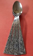 4 United Silver Co USI49 Stainless Soup Spoons Japan MCM Abstract Floral Handle picture