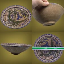 RARE ANCIENT NEAR EASTERN KASHAN GLAZED CERAMIC DECORATED BOWL 11TH-12TH CENTURY picture