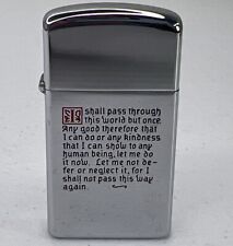 Vtg 1964 Slimline ZIPPO Lighter with Passage about Kindness Excellent Condition  picture