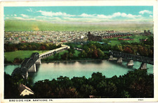 Bird's Eye View Nanticoke Pennsylvania White Border Postcard Unused 1919 picture