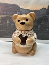 Vintage Metlox Pottery USA Teddy Bear Orange/Green Sweater  Cookie Jar picture