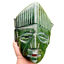 Vintage Carved Mayan Aztec Green Jasper Mask Wall Hanging Mexico Decoration picture